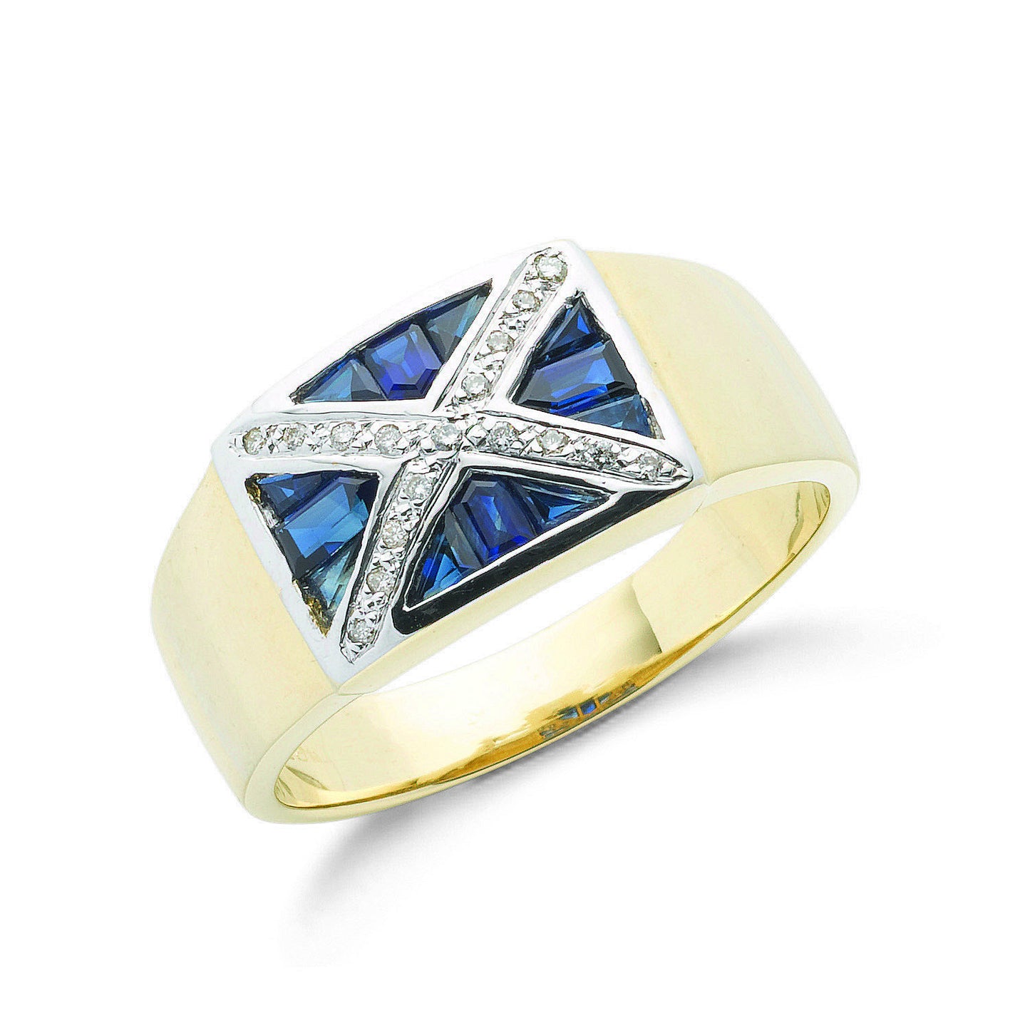 9ct Yellow Gold 0.10ct Diamond & 0.80ct Blue Sapphire Scotland Ring - 9ct Gold