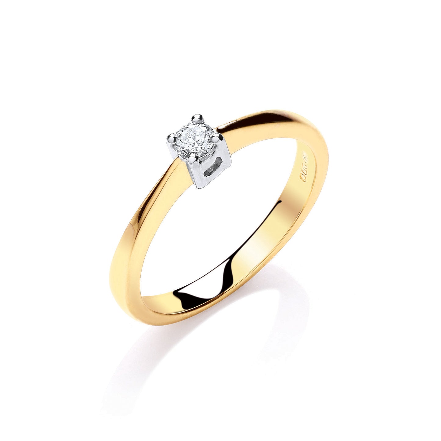 9ct Yellow Gold 0.15ct Diamond Engagement Ring - 9ct Gold