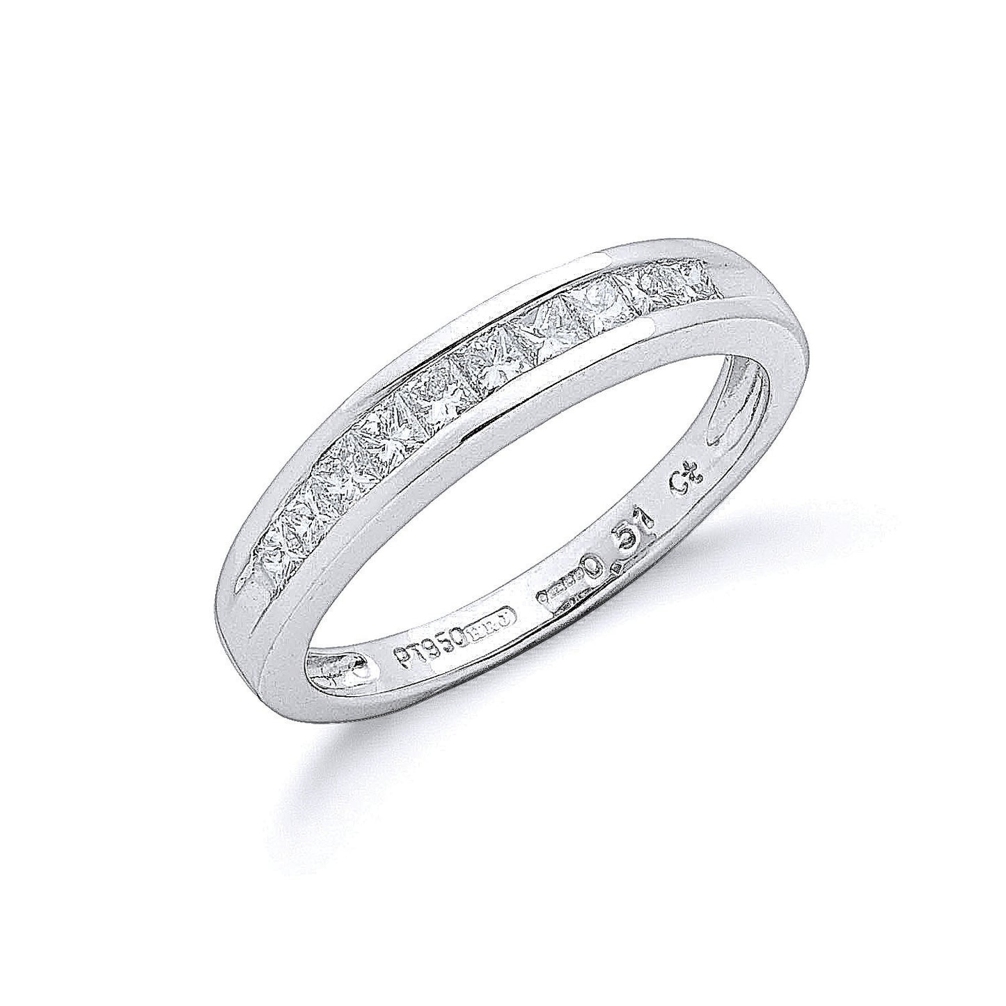Platinum 0.50ct G/H-Vs Princess Cut Eternity Diamond Ring - Platinum