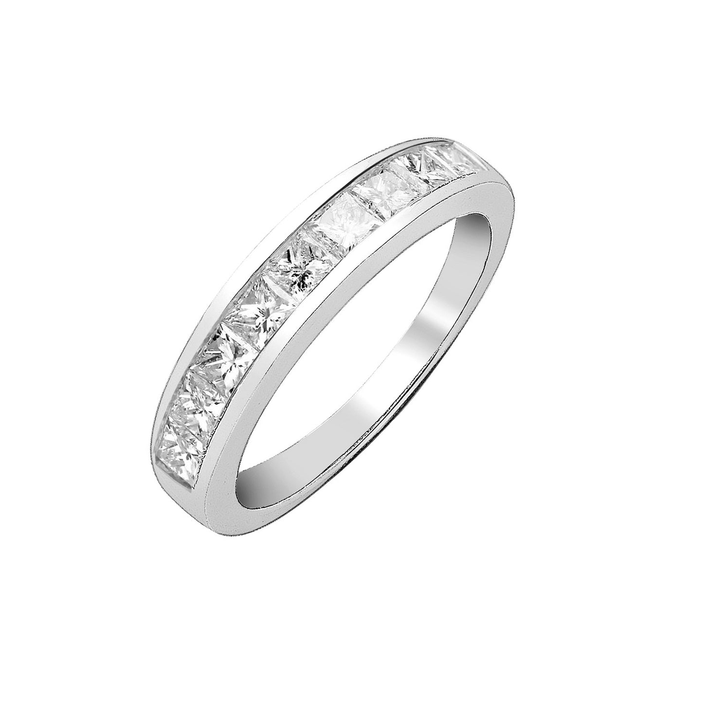 Platinum 1.00ct G/H-Vs Princess Cut Eternity Diamond Ring - Platinum