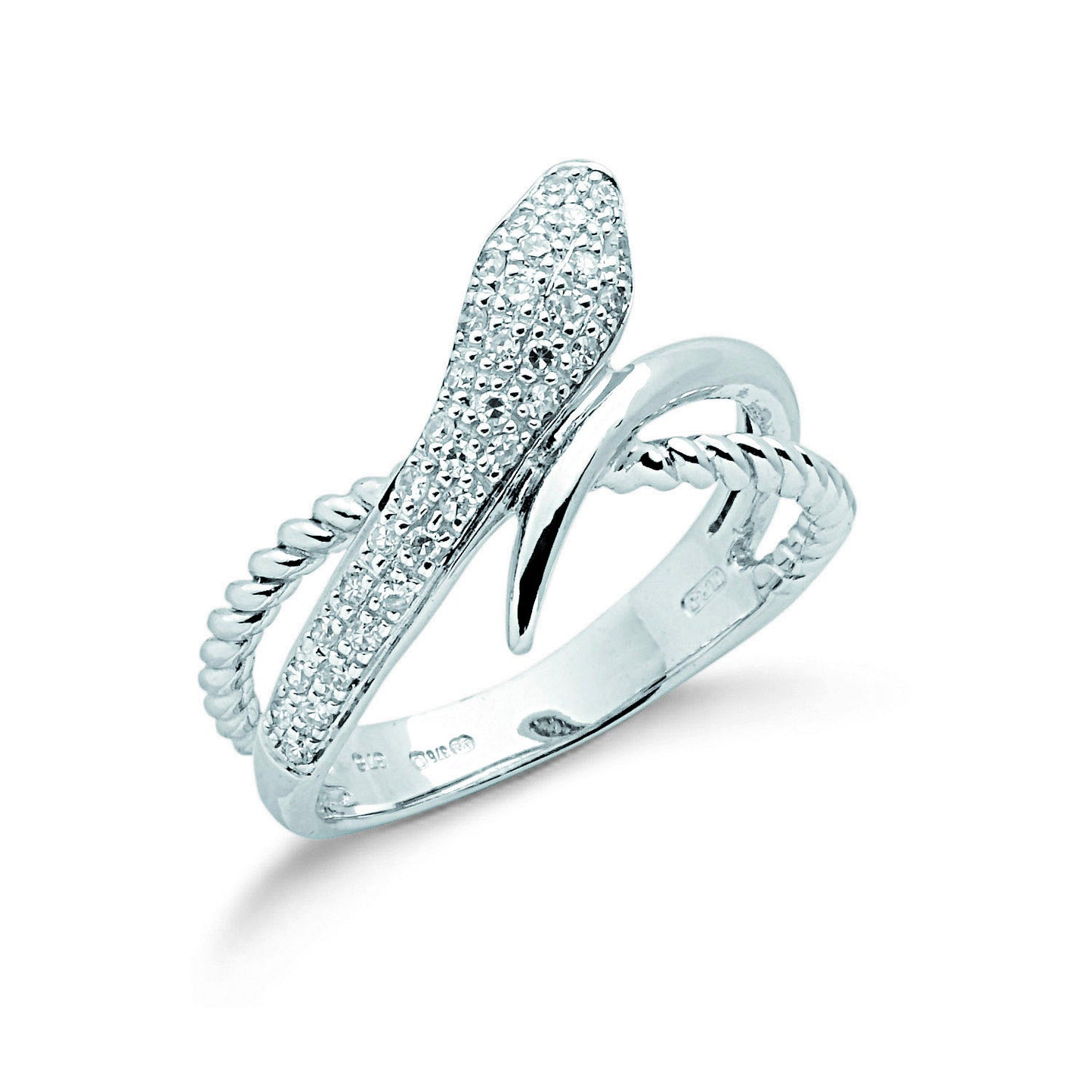 9ct White Gold 0.15ct Diamond Snake Ring - 9ct Gold