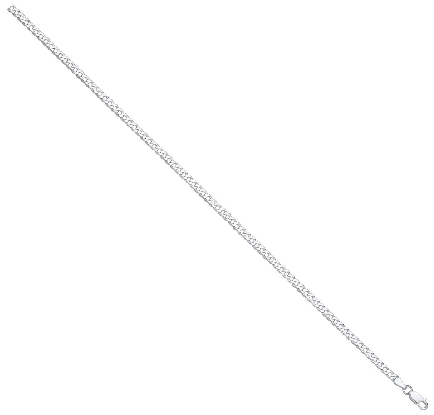Silver 3.3mm Economy Flat Curb Chain - Silver