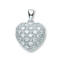 Silver Fancy Cubic Zirconia Heart Pendant