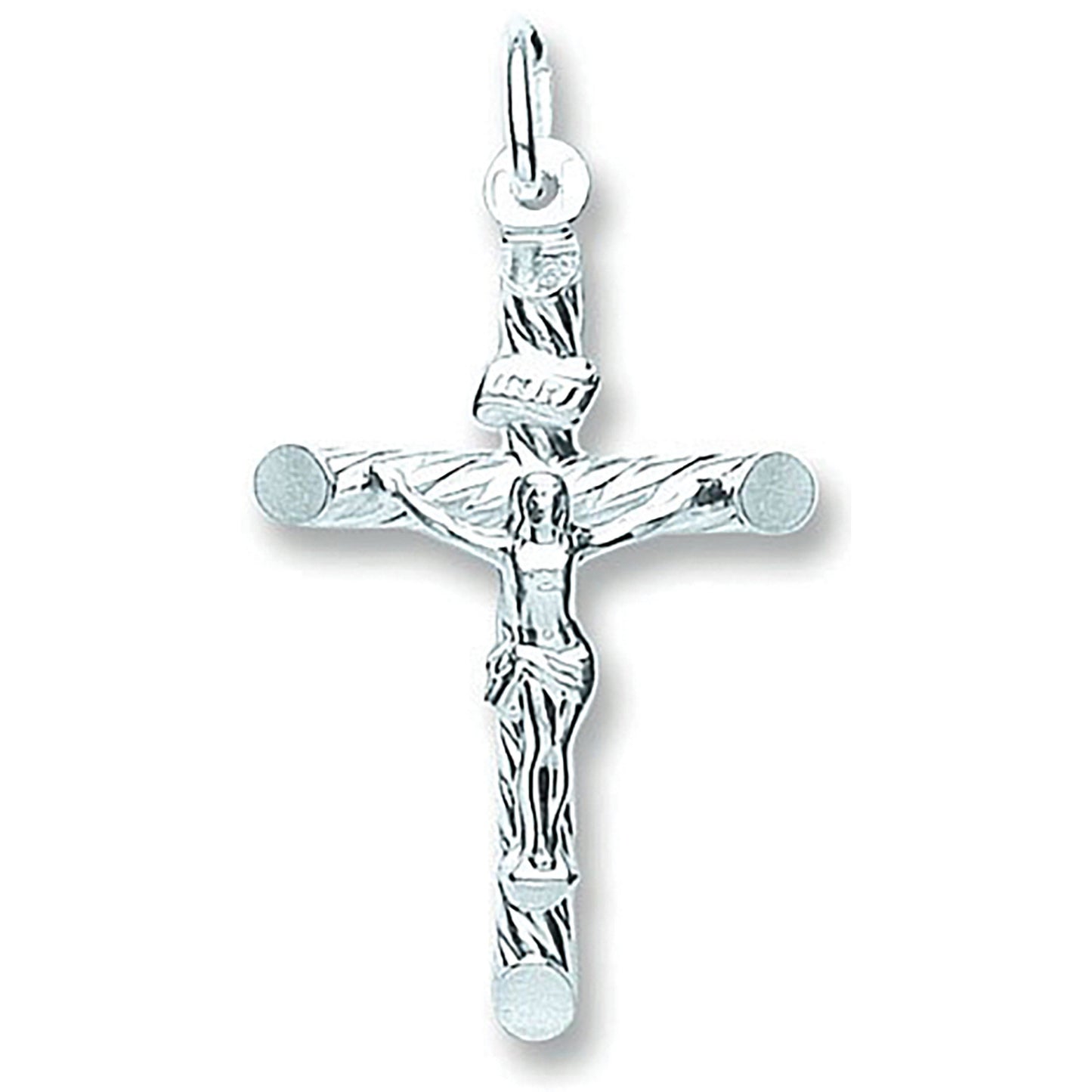 Silver Fancy Tubed Crucifix - Silver