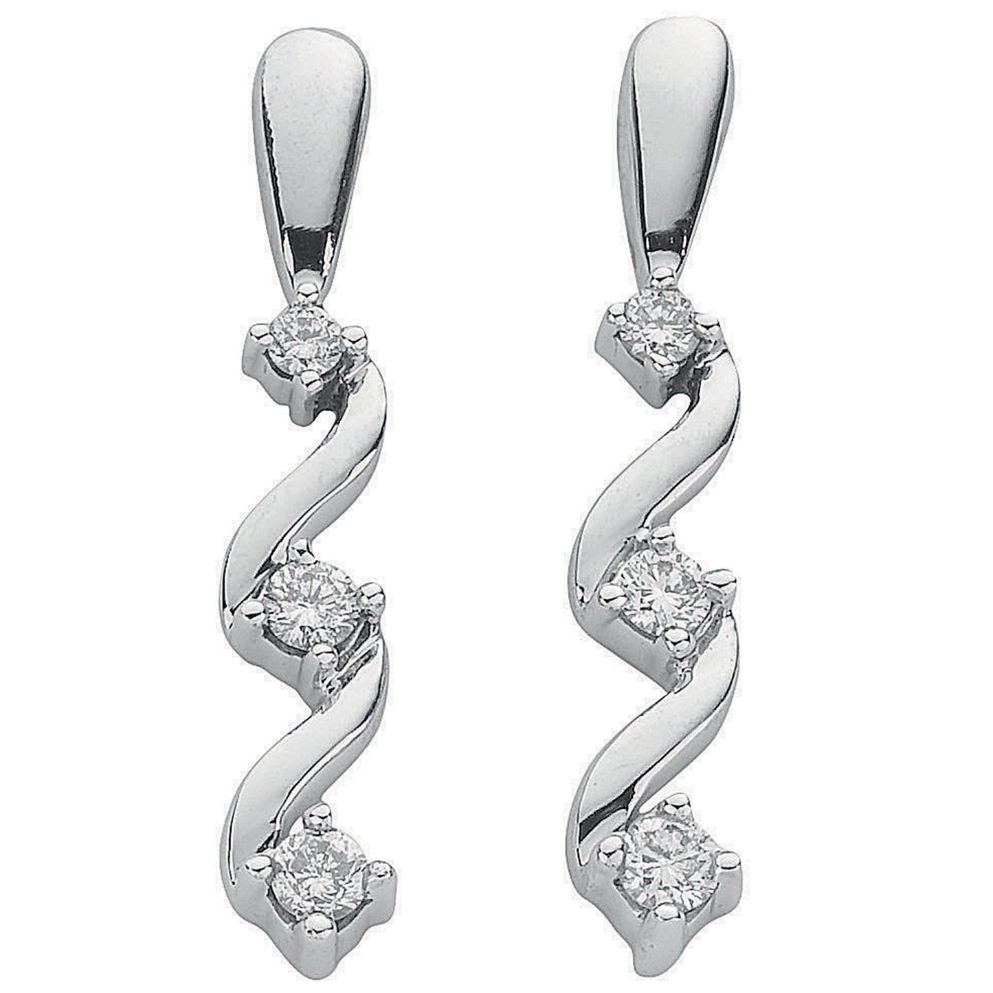 9ct White Gold 0.25ct Diamond Drop Earrings - 9ct Gold