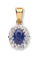 9ct Yellow Gold 0.12ct Diamond & 0.80ct Sapphire Pendant