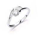 Silver Claw Set Cubic Zirconia Solitaire Ring