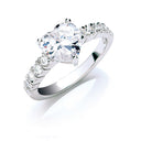 Silver Claw Set Heart Cubic Zirconia Solitaire Ring