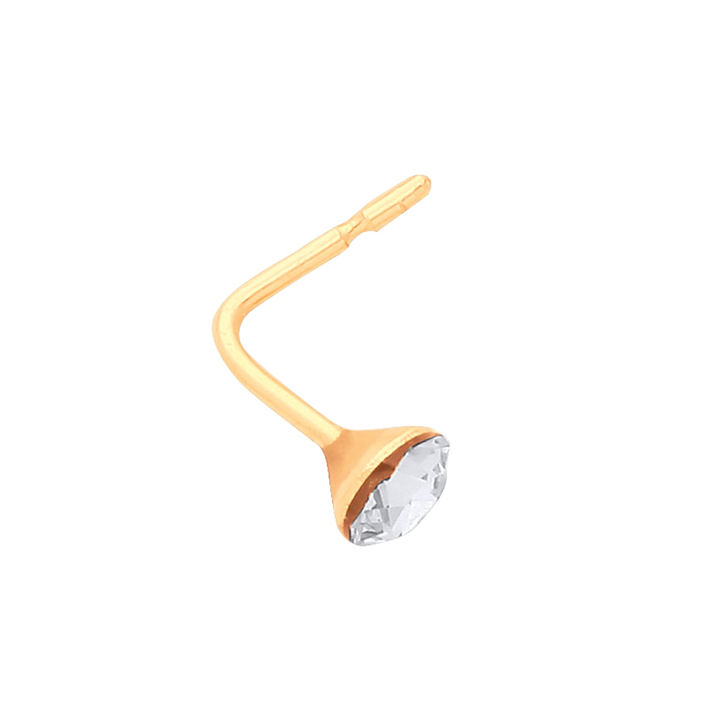 Yellow Gold White Cubic Zirconia Nose 3mm Stud - 9ct Gold