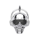 Silver Skull with Headphones Pendant