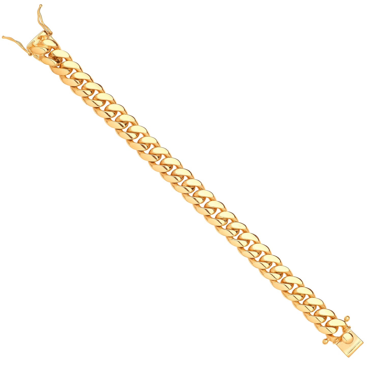 Yellow Gold 12mm Cuban Link Solid Gents Bracelet - 9ct Gold