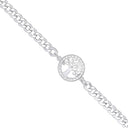Silver Flat Curb Chain , Cubic Zirconia Tree of Life Bracelet