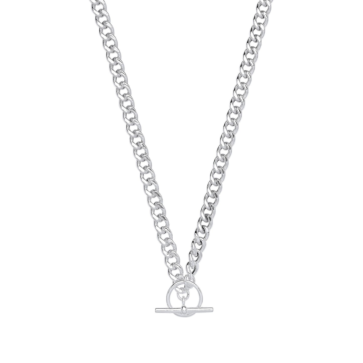 Silver T-Bar Curb Chain Necklace/Bracelet - Silver