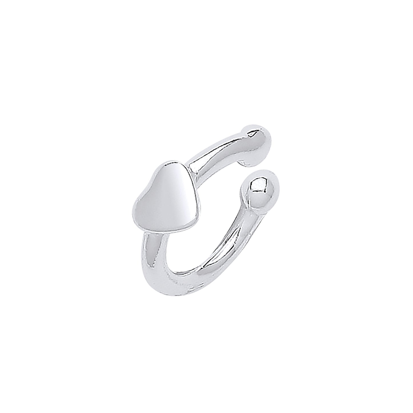Silver Plain Cuff with Heart - Silver