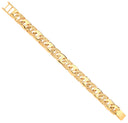 Yellow Gold 14mm Plain & Engraved Anchor Medium Link Gents Bracelet