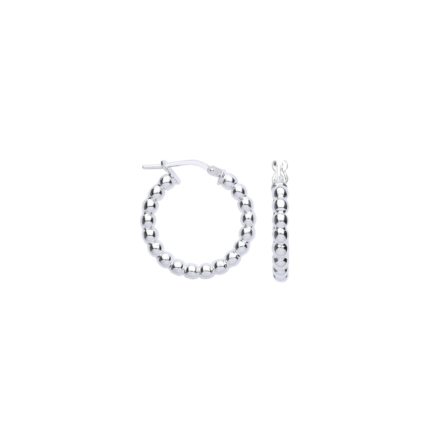 Silver Bead 21mm Hoop Earrings - Silver