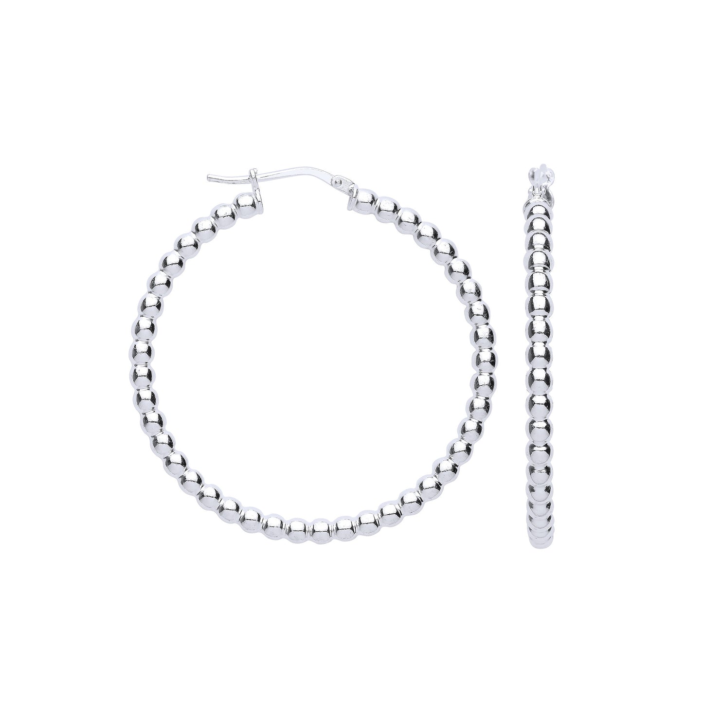 Silver Bead 41mm Hoop Earrings - Silver