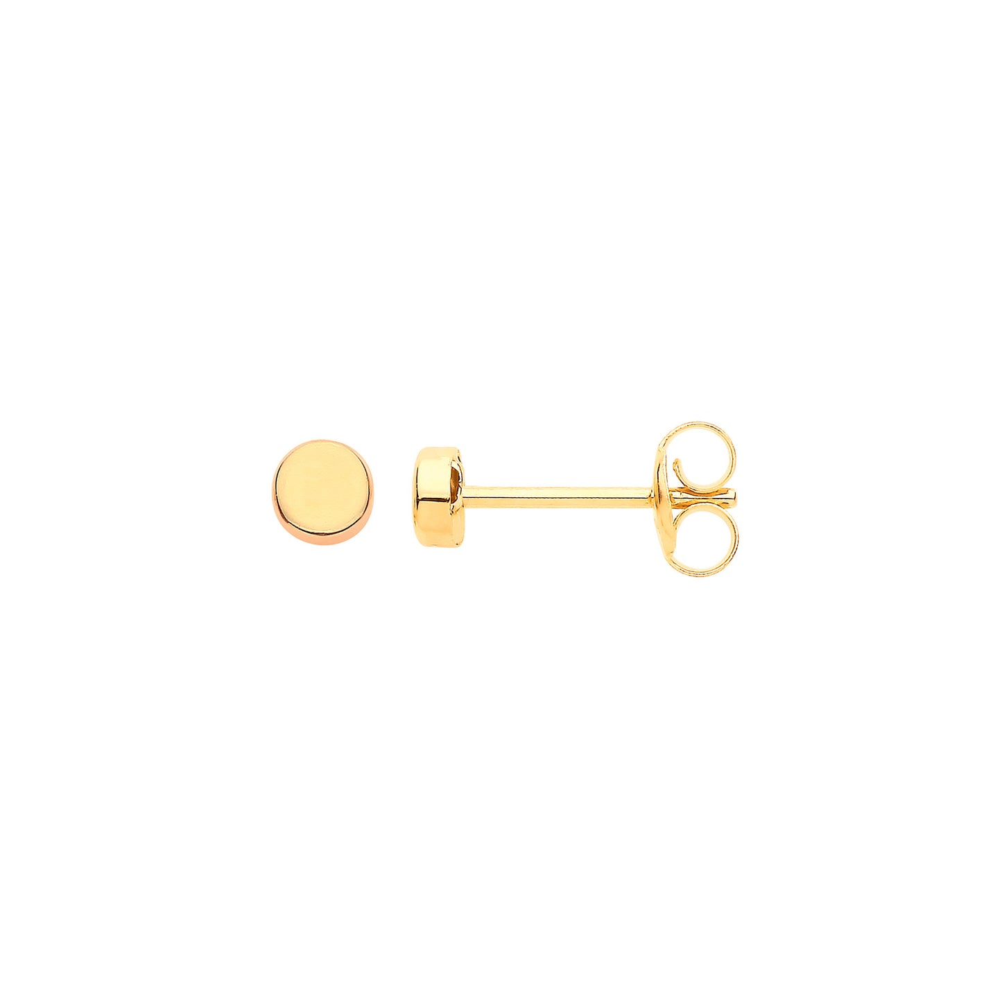 9ct Yellow Gold Plain Round 3.2mm Studs - 9ct Gold