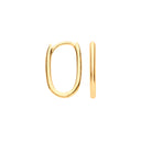 Yellow Gold Plain Hinged Oval Hoop Huggies
