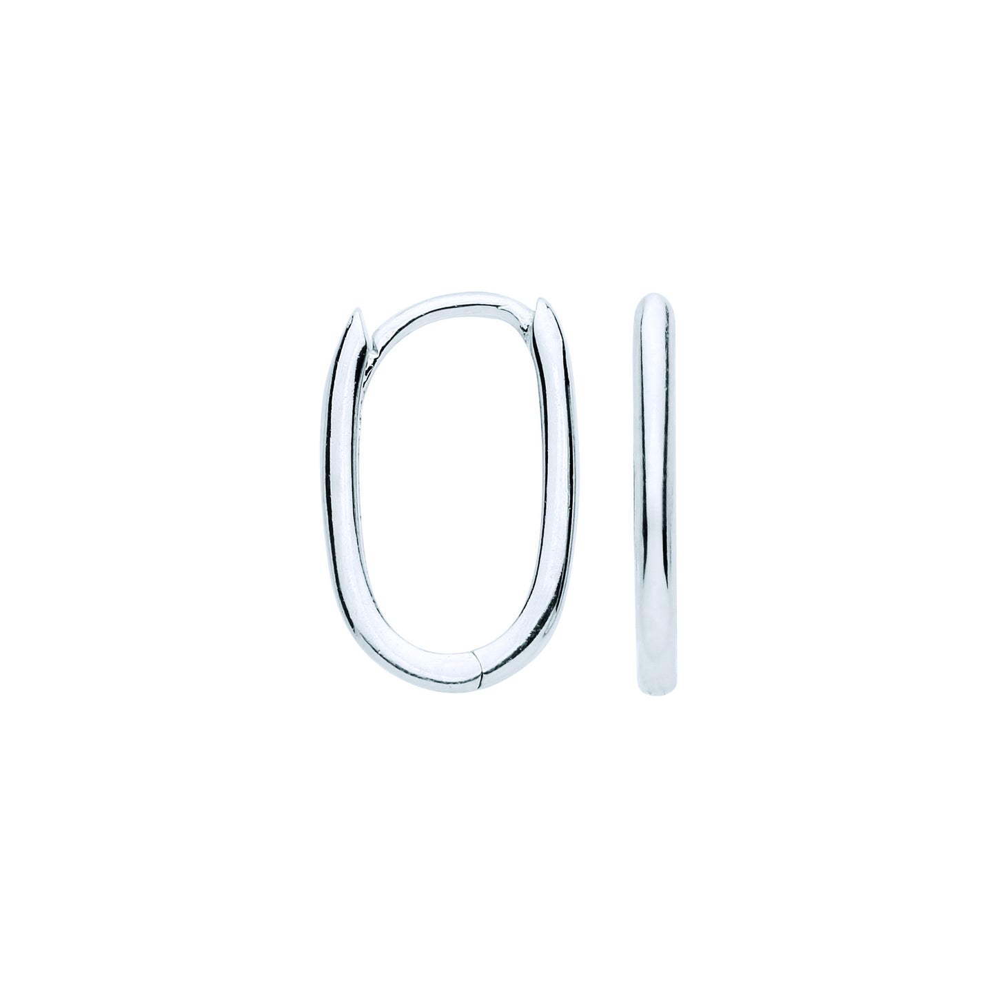 White Gold 10mm Plain Hinged Oval Hoop Huggies - 9ct Gold