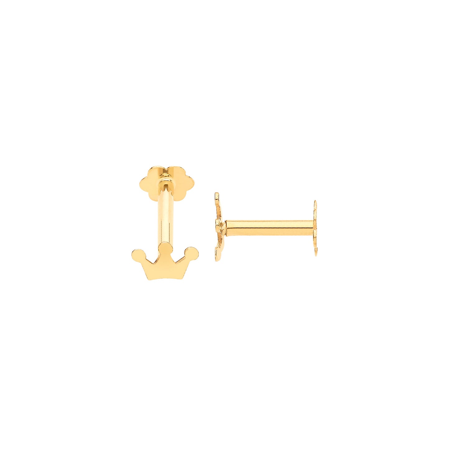 Yellow Gold Crown Screw Ear Cartilage Stud - 9ct Gold