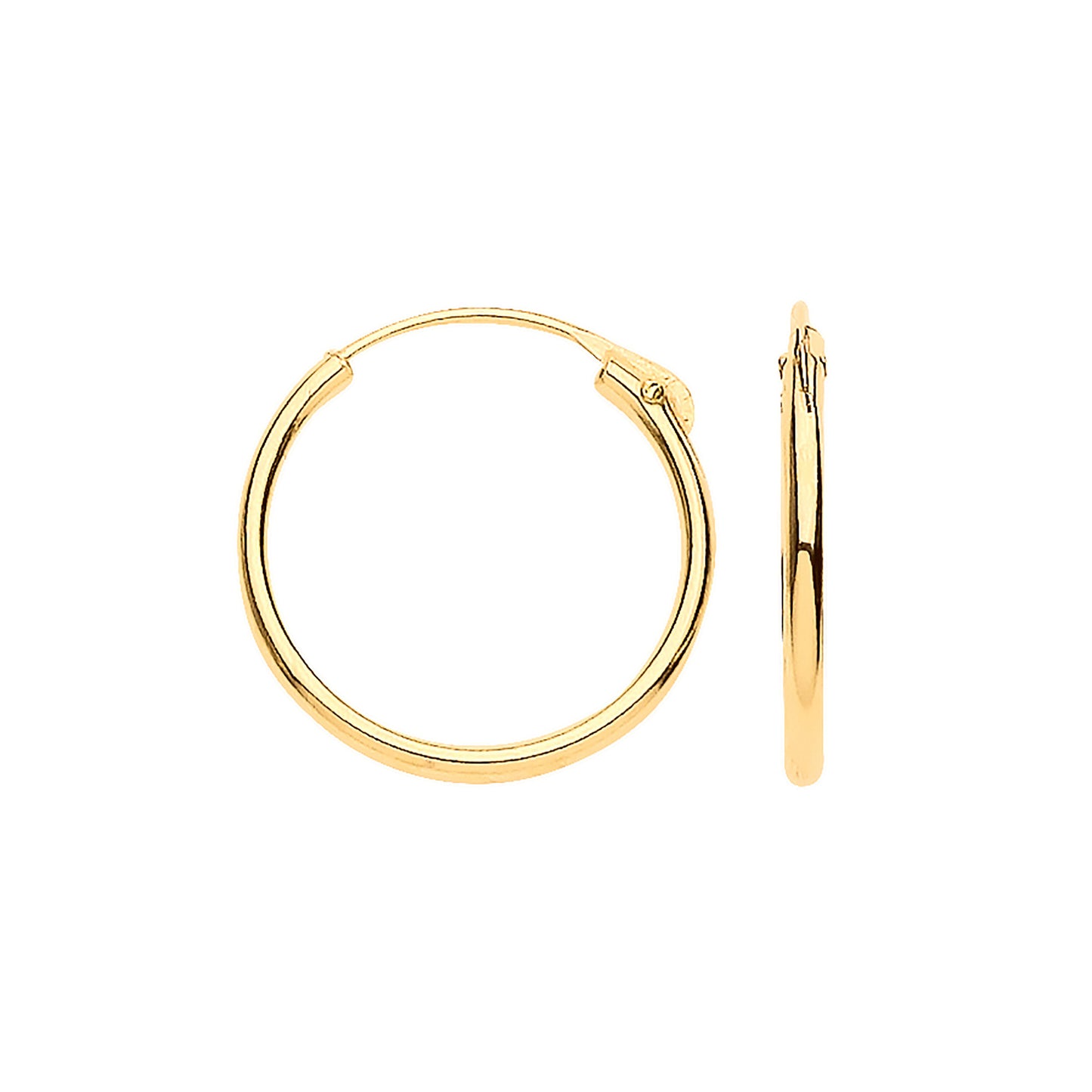 Yellow Gold 10mm Plain Sleepers - 9ct Gold