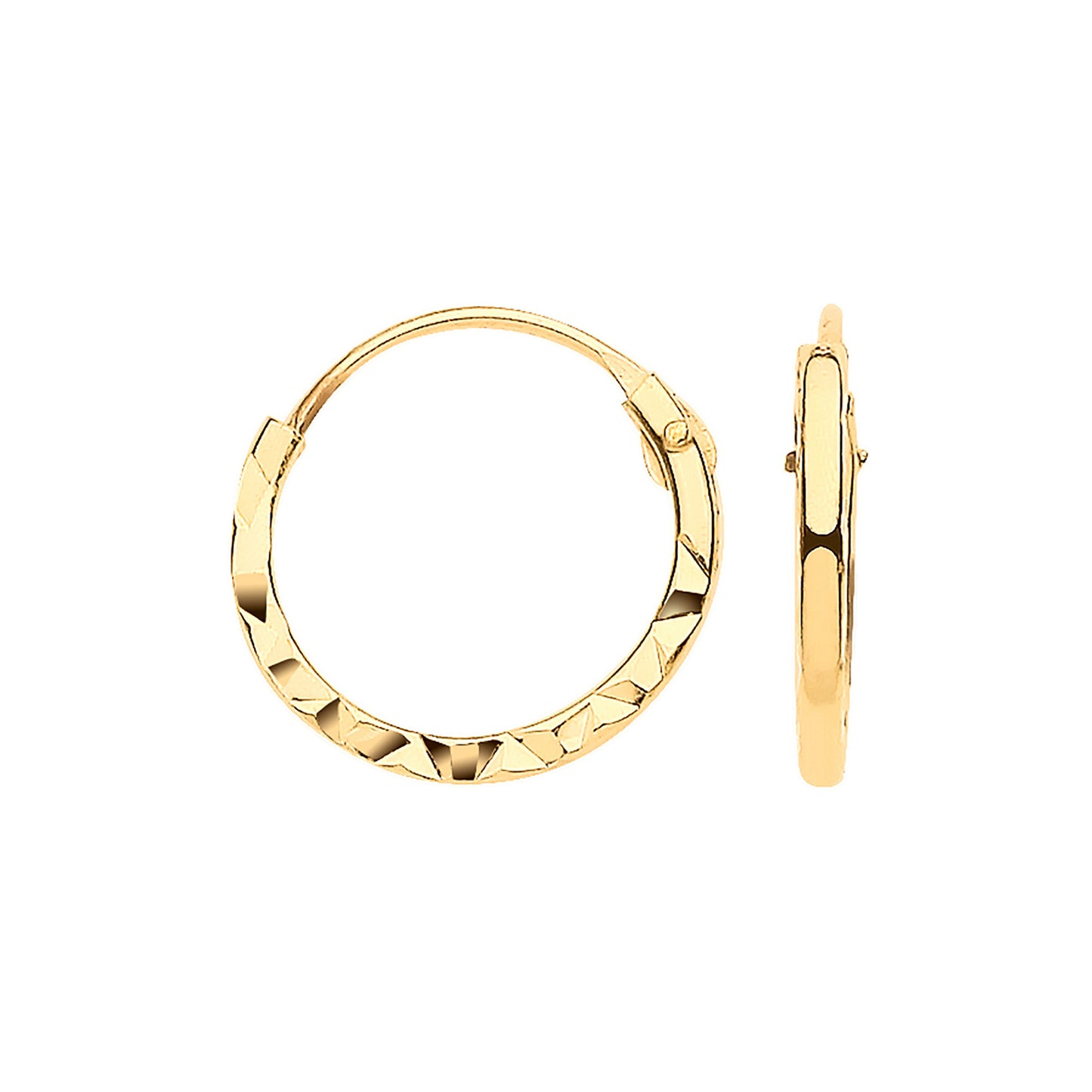 Yellow Gold 10mm D/C Sleepers - 9ct Gold