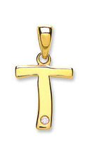9ct Yellow Gold 0.01ct Diamond T Initial