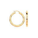 Yellow Gold 38mm Square Tube Ribbed Hoop Earrings