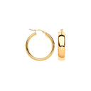 Yellow Gold 25mm Court Shape Tube Hoop Earrings
