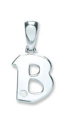 9ct White Gold 0.01ct Diamond B Initial