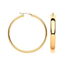 Yellow Gold 46mm Court Shape Tube Hoop Earrings
