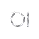 Silver Plain & Glitter 20mm Twisted Hoop Earrings