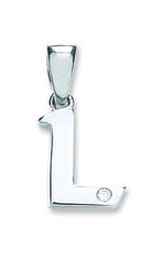 9ct White Gold 0.01ct Diamond L Initial