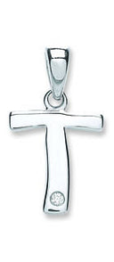 9ct White Gold 0.01ct Diamond T Initial