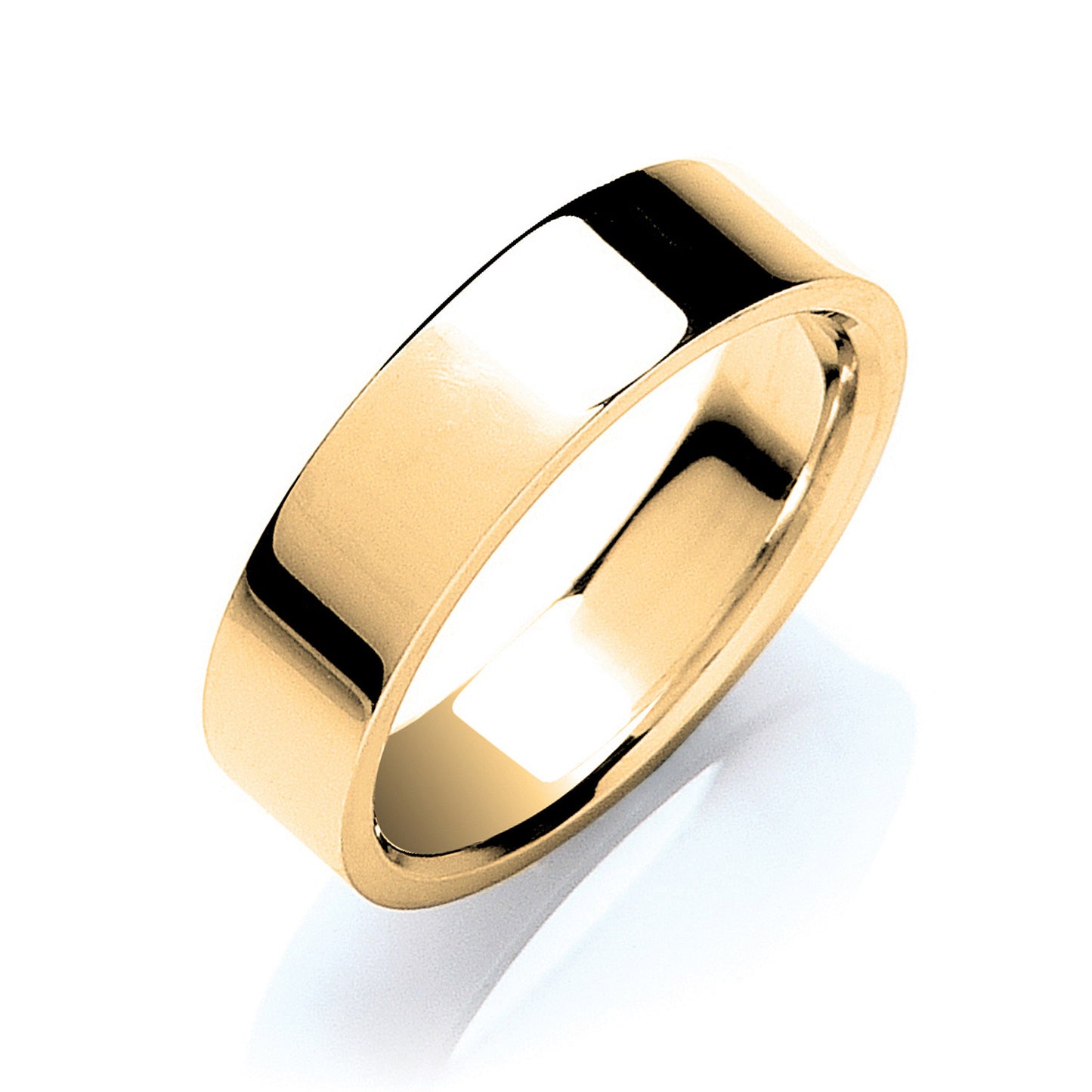 6mm Flat Court Shape Wedding Band - Platinum