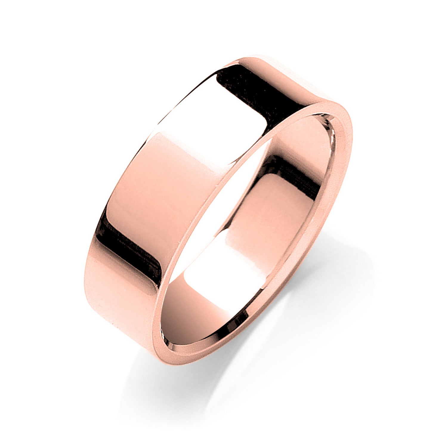 7mm Flat Court Shape Wedding Band - 18ct Gold