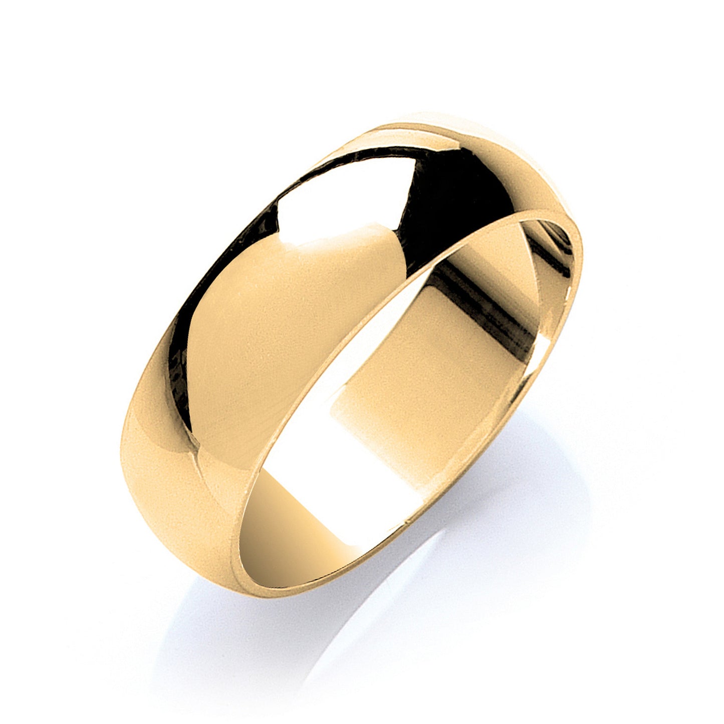 7mm Plain D-Shape Wedding Band - 9ct Gold