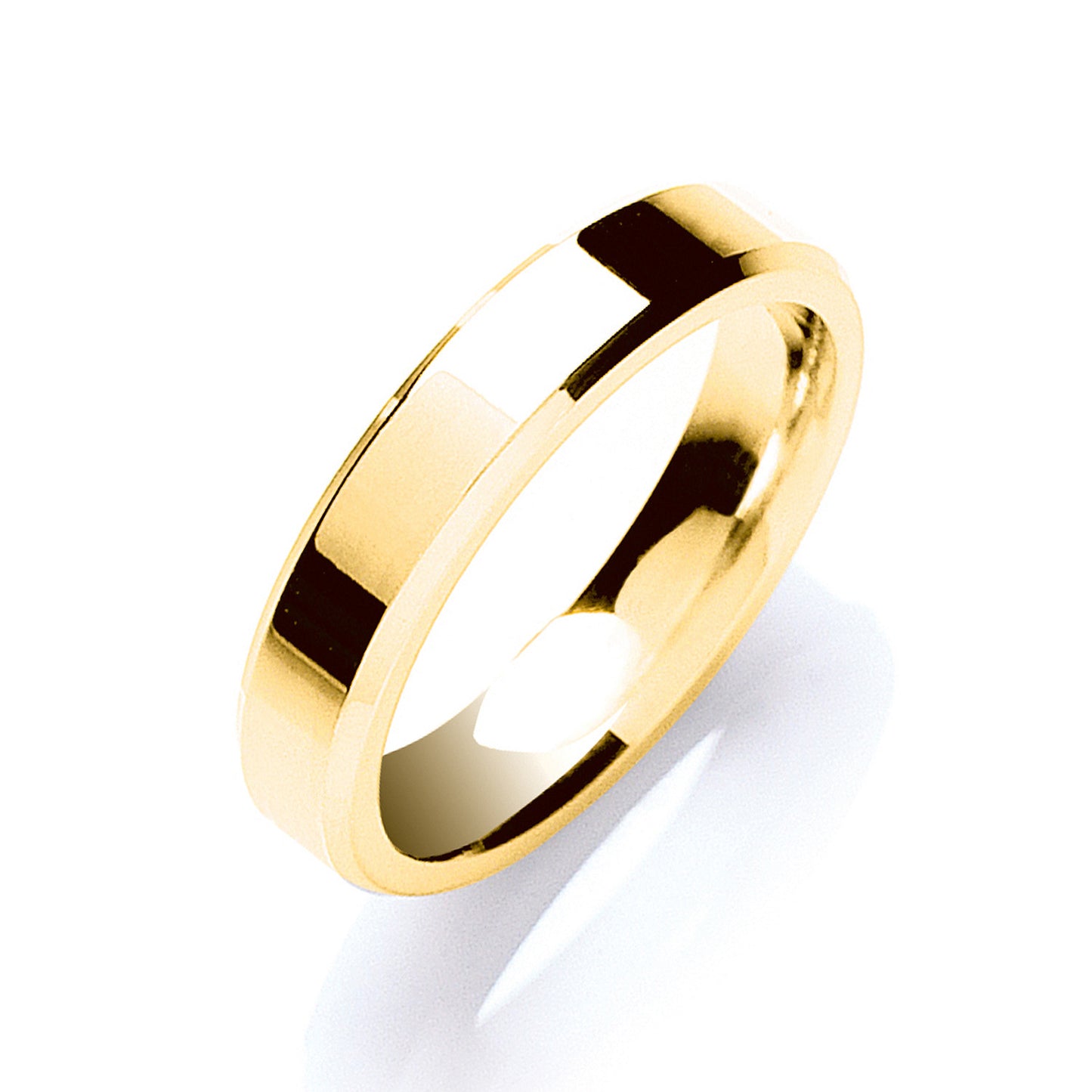 4mm Flat Court Bevelled Edge Wedding Band - Platinum