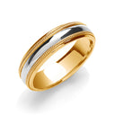 6mm Court Mill Grain Edges Two Colour Wedding Band