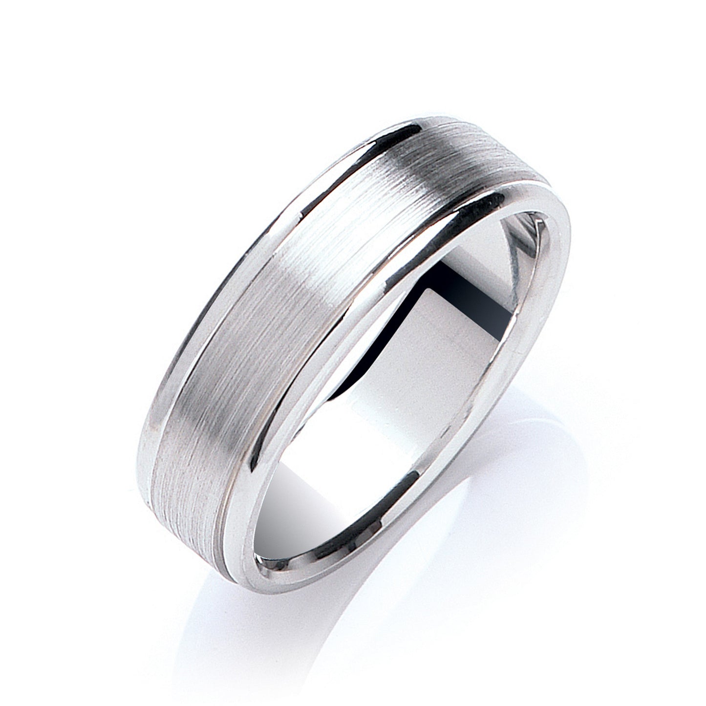 7mm Flat Court Track Edge Matt Wedding Band - Palladium 950