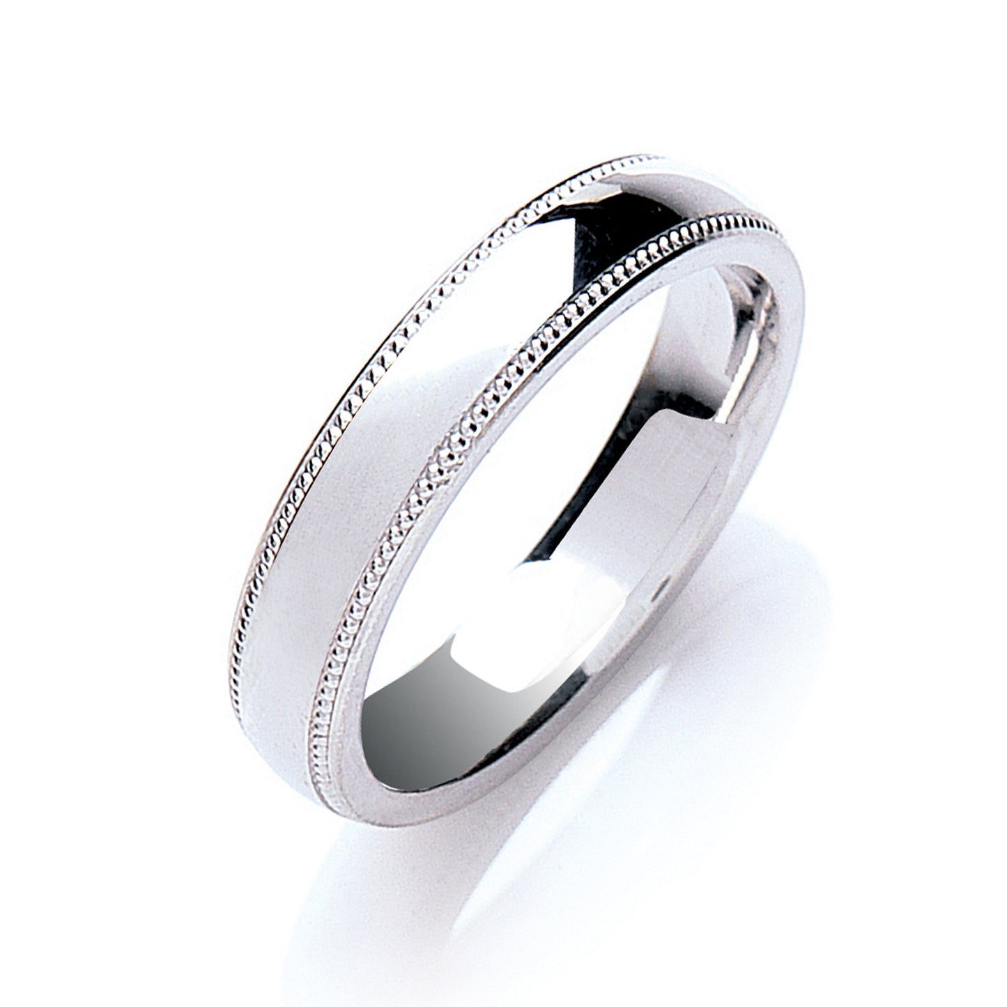 4mm Court Mill Grain Edges Wedding Band - 9ct Gold