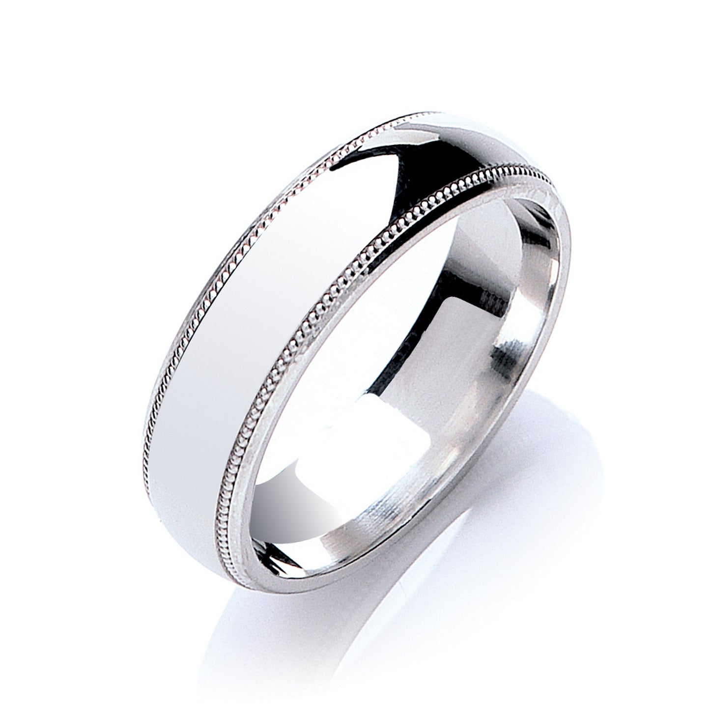 6mm Court Mill Grain Edges Wedding Band - 18ct Gold