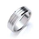 7mm Flat Court Bevelled Edge Matt & Grooves Wedding Band