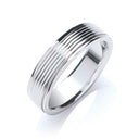 6mm Flat Court Ribbed Wedding Band