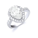 Silver Claw Set Pear Shape Centre Cubic Zirconia Ring