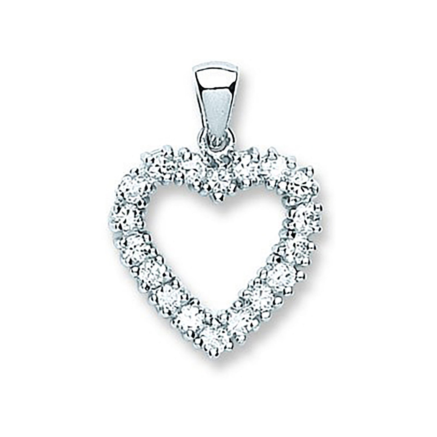 Silver Cubic Zirconia Heart Pendant - Silver