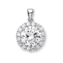 Silver Cubic Zirconia Cluster Drop Pendant