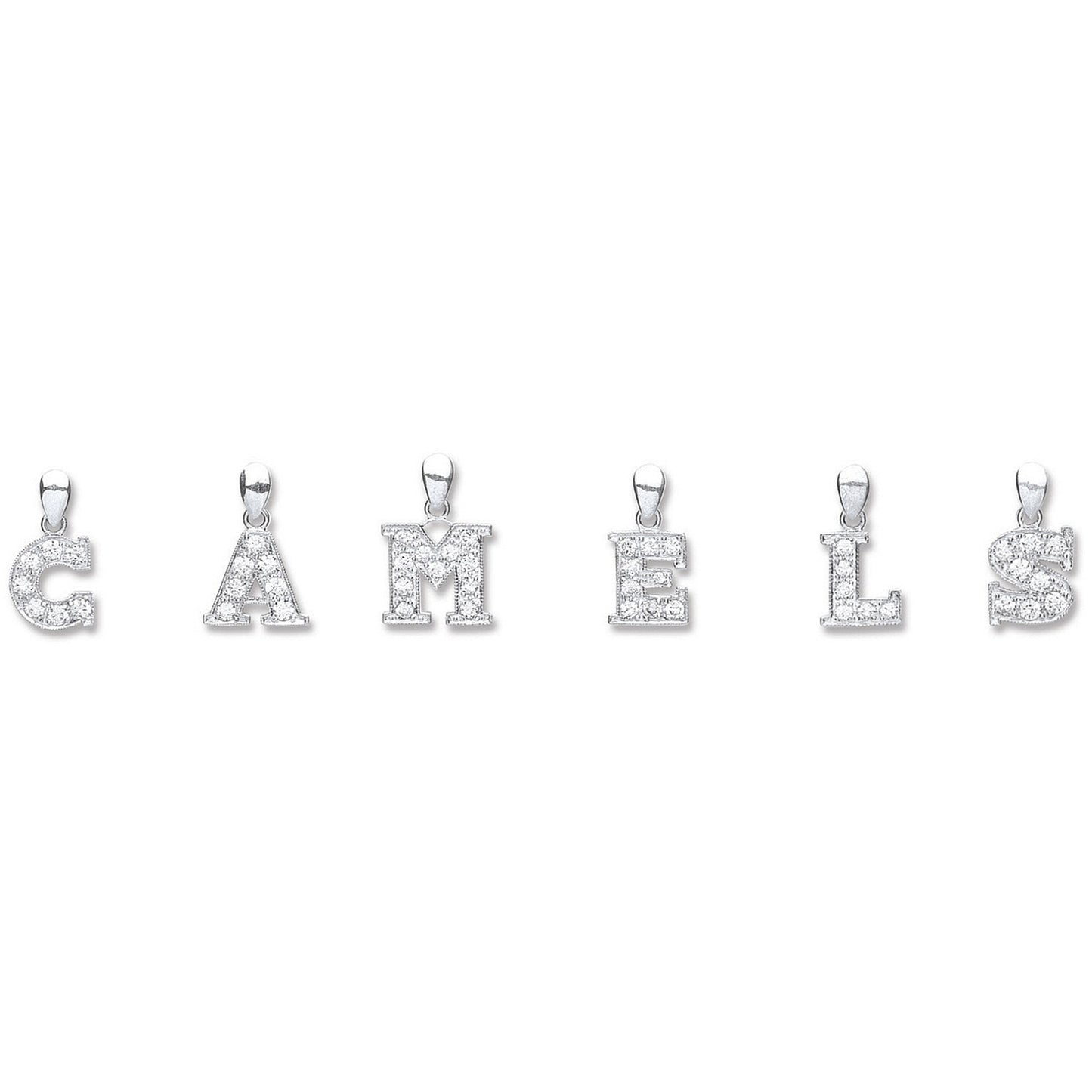Silver Cubic Zirconia Initial Pendant - Silver
