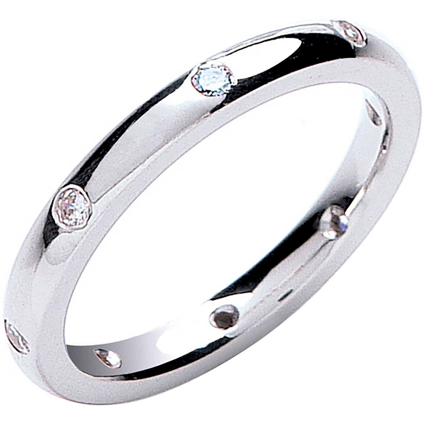 0.13ctw 8st Brilliant Cut Diamond Set 2mm Court Platinum Wedding Band - Platinum